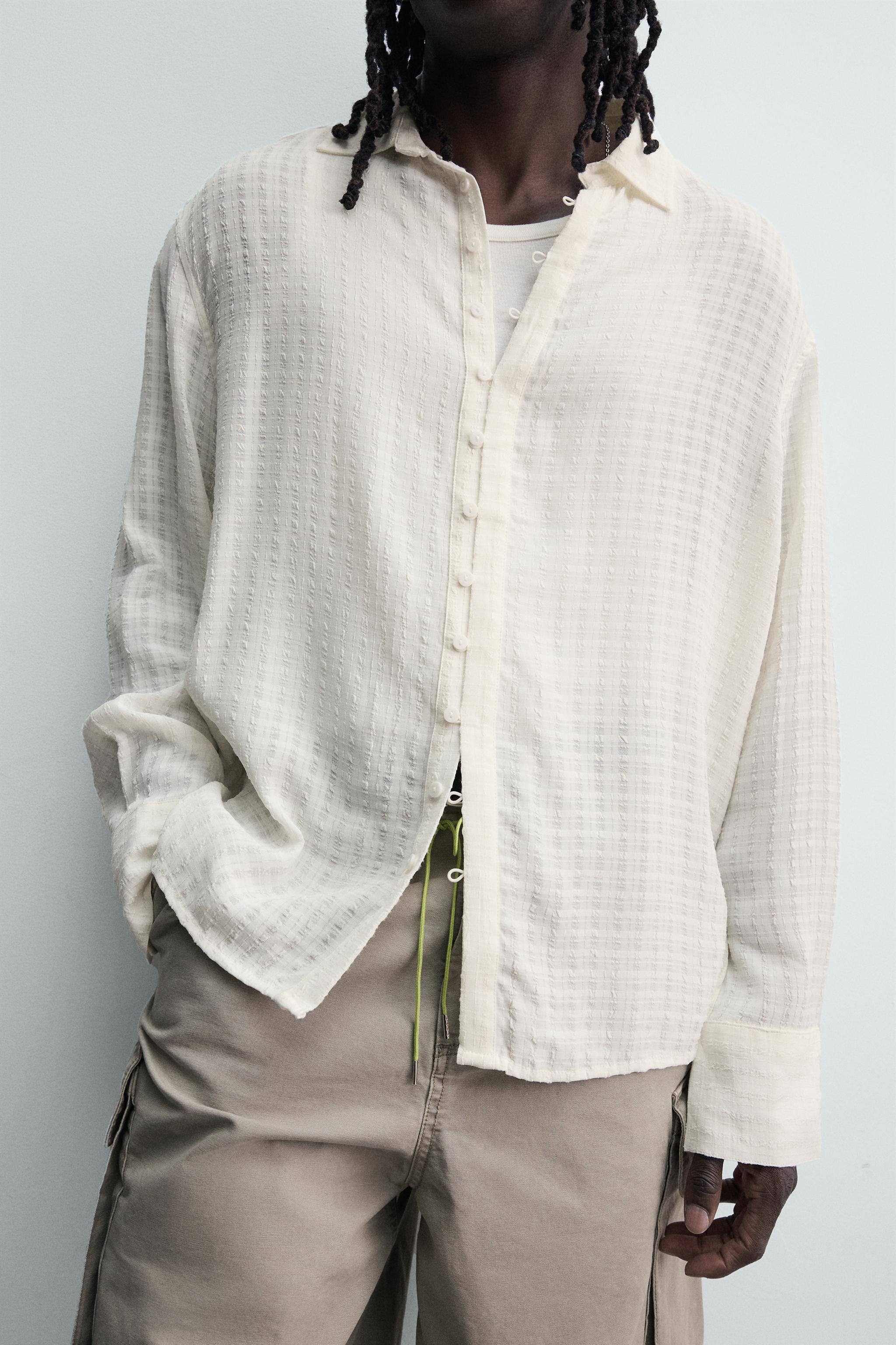 FLOWY TEXTURED JACQUARD SHIRT